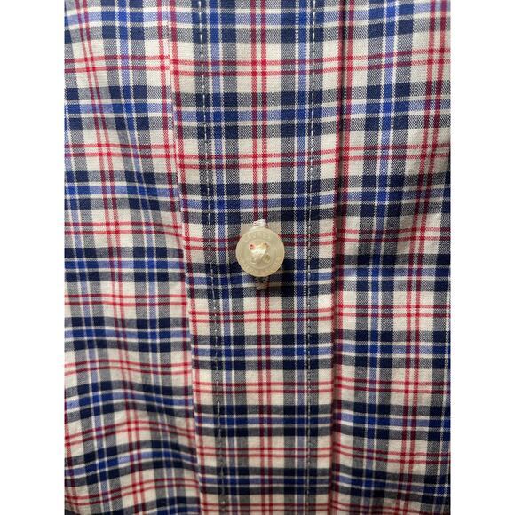 Ralph Lauren Men 32/33 Button Down Plaid Slim Fit Stretch Non Iron Blue & Red - Picture 7 of 9